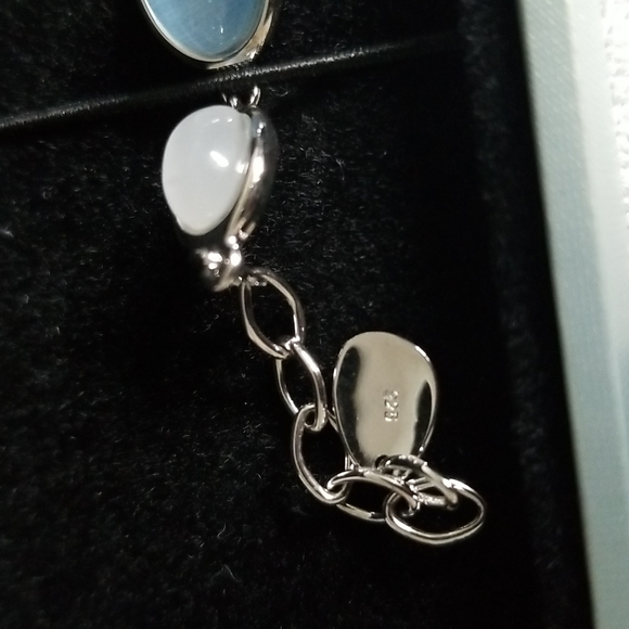 925 Sterling Silver Grey Blue Stones Bracelet - Picture 7 of 10